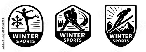 冬季スポーツ シンボルロゴセット、Winter Sports Symbol Logo Set