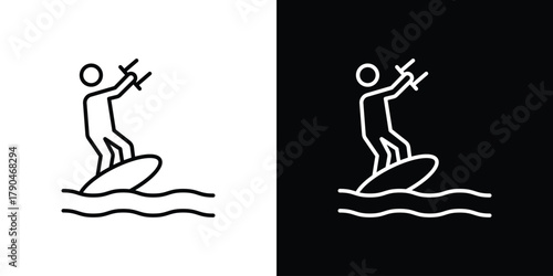 Bild auf Leinwand Kitesurf sign icon on white background - editable stroke vector illustration eps