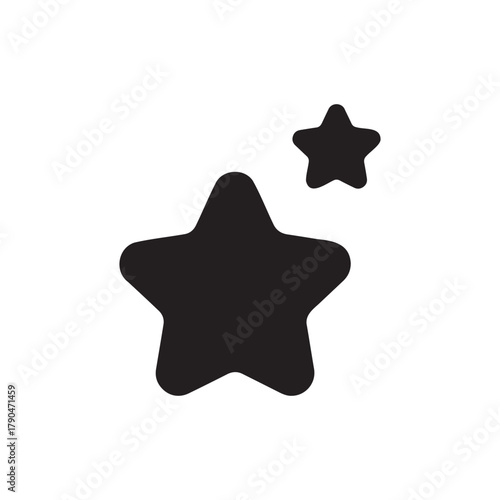 Two black stars on a, one larger than the other