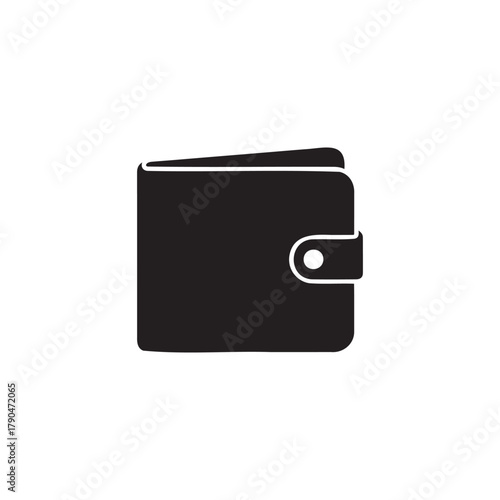 Black silhouette of a closed wallet with a snap closure