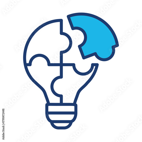 Problem Solving Icon In Blue Monochrome Flat Design, Vector Illustration