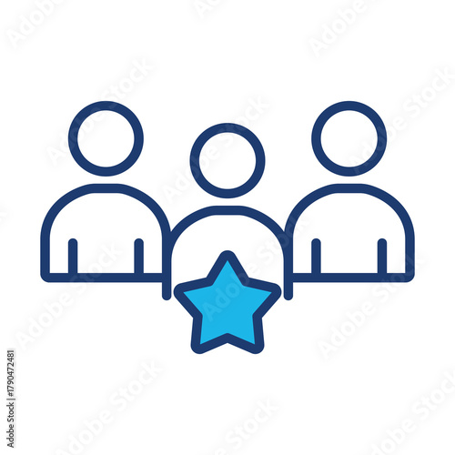 Leadership Icon In Blue Monochrome Flat Design, Vector Illustration
