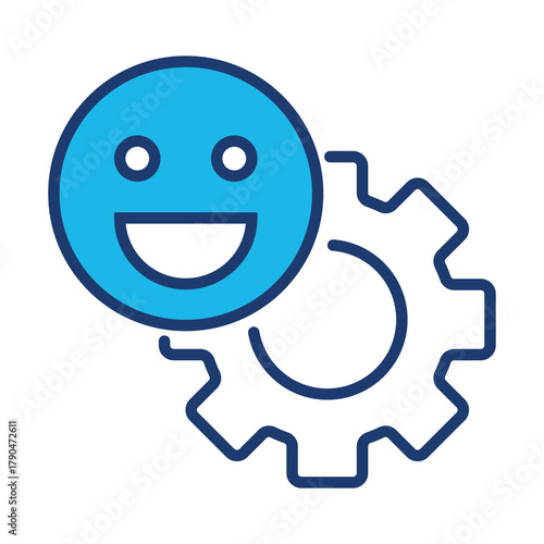 Sense Of Humor Icon In Blue Monochrome Flat Design, Vector Illustration