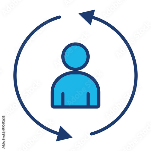 Resilience Icon In Blue Monochrome Flat Design, Vector Illustration