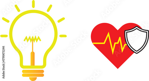 Bulb Icon and Healthcare icon illustration,Graphic icon