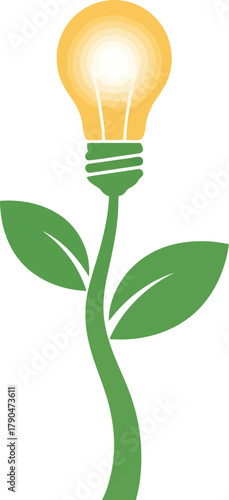 Light bulb plant growing, symbolizing innovative ideas