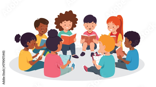 group of children reading