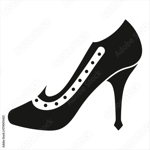 Black leather high heel stiletto shoes for a fashionable woman's elegant footwear design