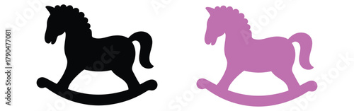 Silhouette of a classic rocking horse toy on a white background