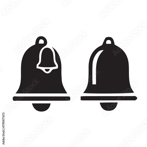 Black Bell Silhouettes – Minimalist Icons for Notifications, Alerts & Service Interface