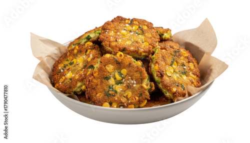 Delicious crispy fried corn fritters served in a bowl
