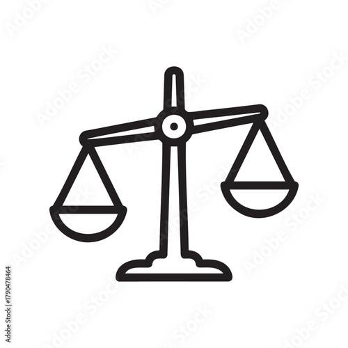 Black line drawing of a balance scale
