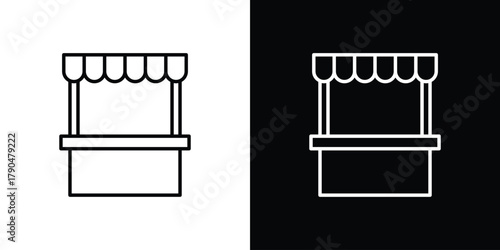Stall icon on white background - editable stroke vector illustration eps10