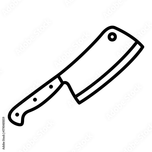 Meat chopping knife icon or cutting food ingredients