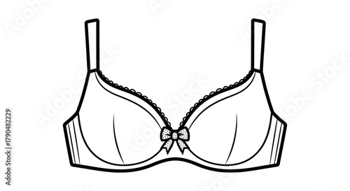 Illustration of a bra with straps and a bow on a white background