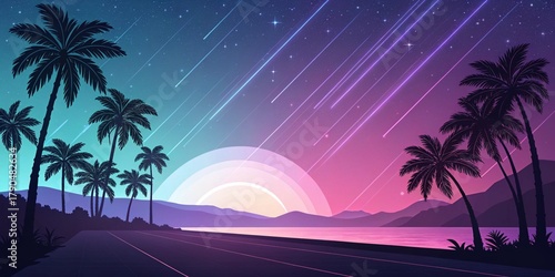 Neon Sunset Drive: An 80s Inspired Retrowave Landscape