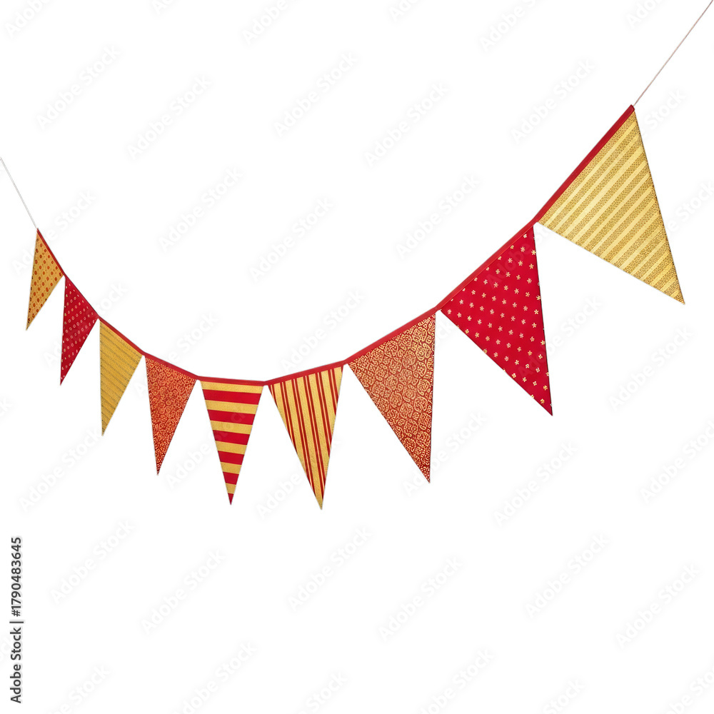 Fototapeta premium Festive Bunting Flags isolated on a transparent background