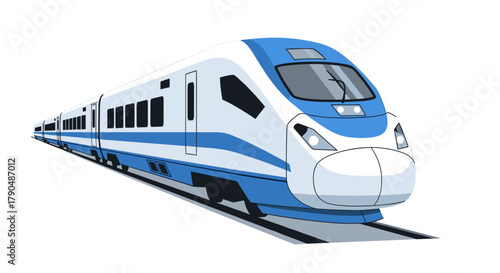 Stylish high-speed train illustration for transportation design and travel marketing materials