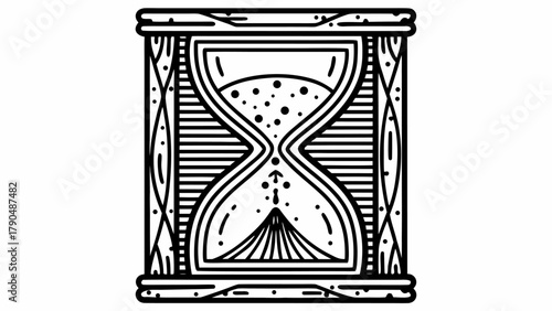 Elegant hourglass icon counting down time, deadline concept with grains of sand flowing in modern design, symbolizing time management and urgency