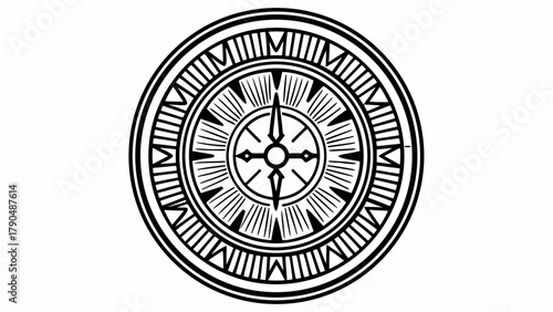 Sophisticated compass rose design with striking geometry, perfect for navigation apps, tattoo art, and bold branding concepts with timeless appeal