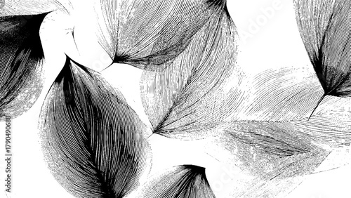 Botanical summer leaf vector illustration with detailed floral sketch design featuring lush tropical foliage in vintage grunge aesthetic