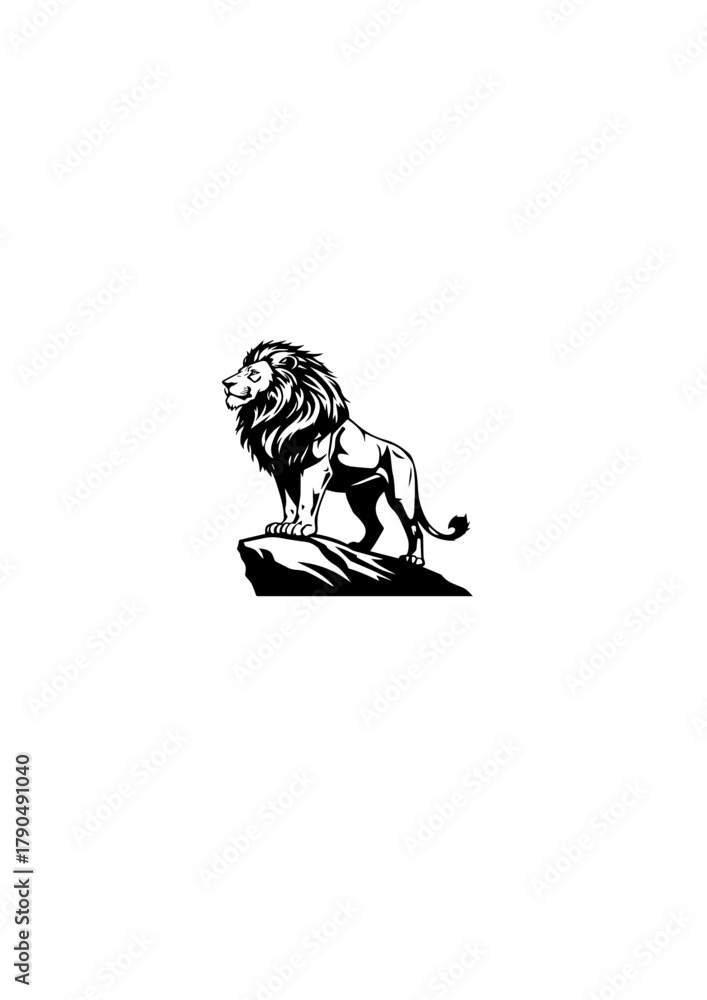 Fototapeta premium majestic_lion_standing_on_a_small_rock