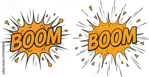 Orange Boom Comic Explosions sound effect pop art