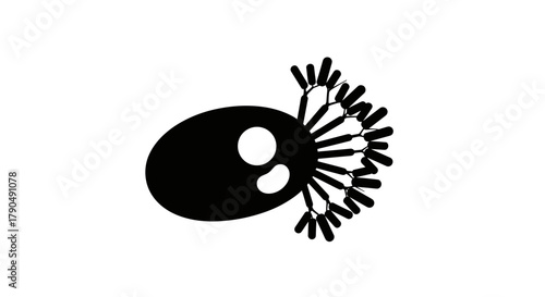 Abstract Oval Shape with Branching Appendages.