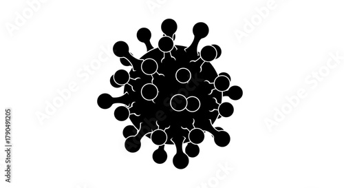 Black Coronavirus Icon on White Background.