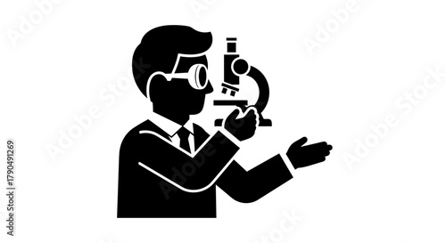 Scientist looking through a microscope in a laboratory setting.