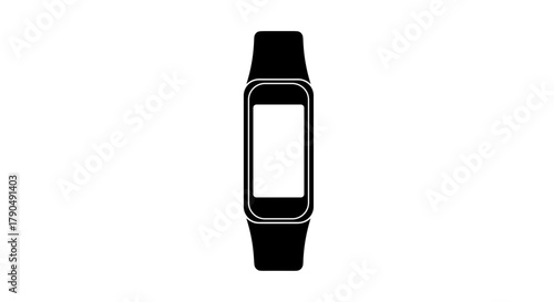 Minimalist black icon of a modern fitness tracker.