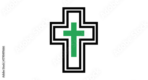 Double Cross Symbol with Green Inner Cross Design.