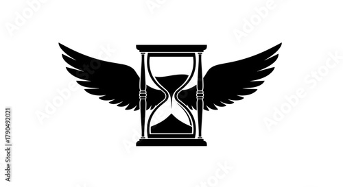 Winged Hourglass Symbolizing Passing Time and Urgency.