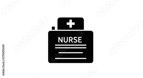 Nurse Icon Healthcare Professional Symbol in Black and White.