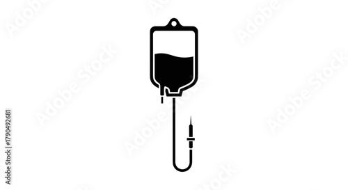 Intravenous drip bag icon for medical treatment.