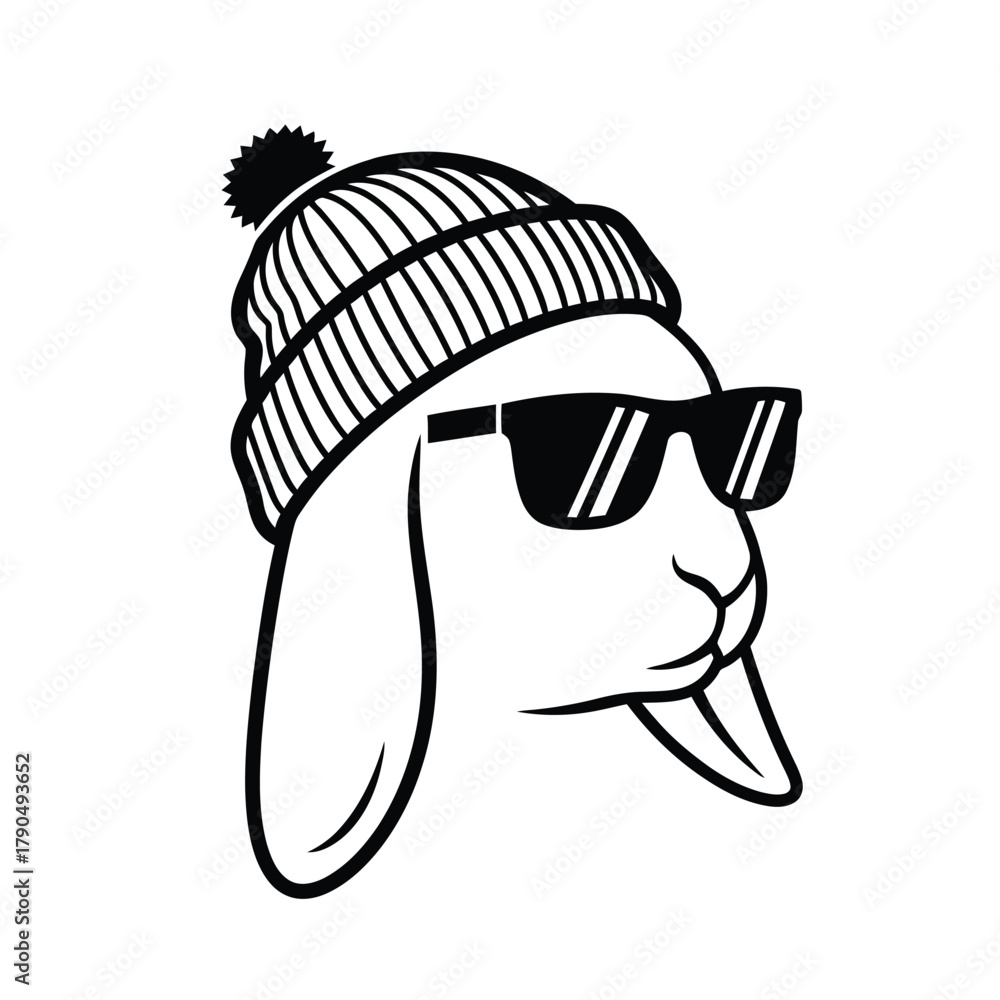 Obraz premium Llama with winter hat and sunglasses Vector illustration design