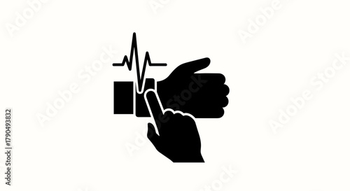 Wearable technology monitoring pulse and heartbeat icon.