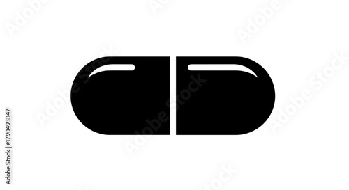 Black Pill Icon Medicine Health Care Symbol.