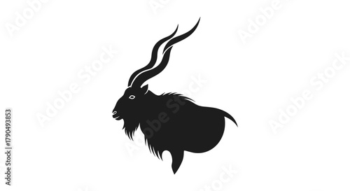 Silhouette of a Markhor with Majestic Horns.