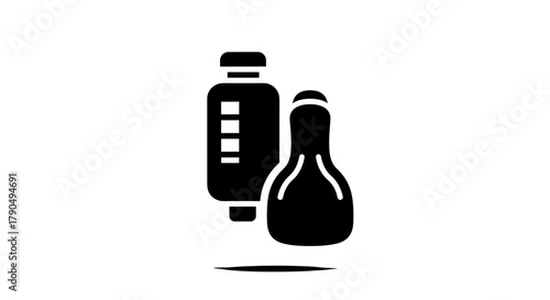 Various liquid containers represented by simple bottle silhouettes.