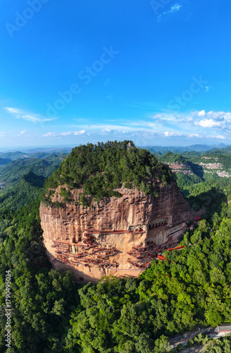 Aerial Photography of Maijishan Grottoes, a World Cultural Heritage Site in Tianshui City, Gansu Province