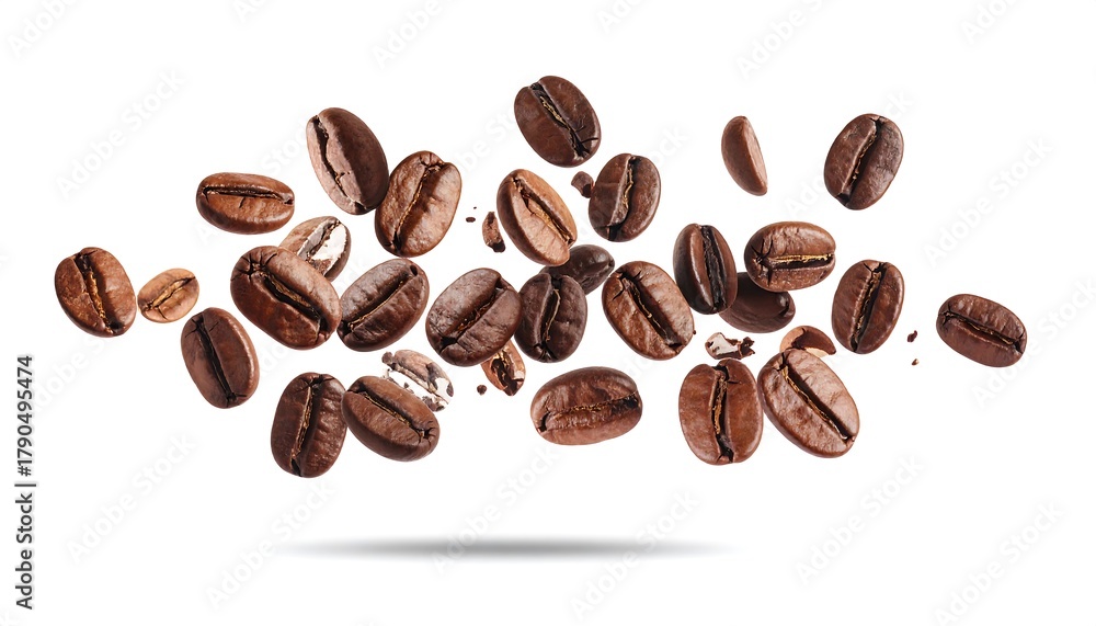 Obraz premium Coffee Beans in Flight, High Quality Image.