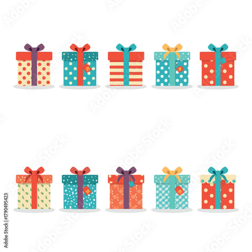 Colorful Christmas gift boxes set illustration