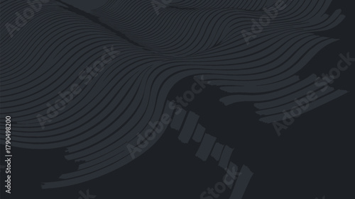 Dark Abstract Wavy Lines Background – Modern 3D Geometric Pattern