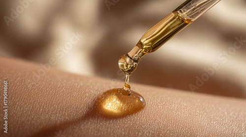 Wallpaper Mural Retinol serum drop glides onto smooth skin, symbolizing skincare luxury. Torontodigital.ca