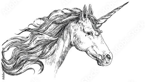 Majestic Unicorn with Glowing Horn Vector Illustration