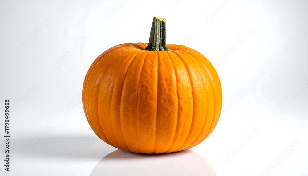 Obraz premium Vibrant Orange Pumpkin with a Sturdy Stem on White.