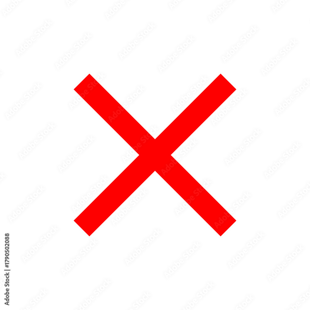 Obraz premium Red x mark symbol isolated on transparent background