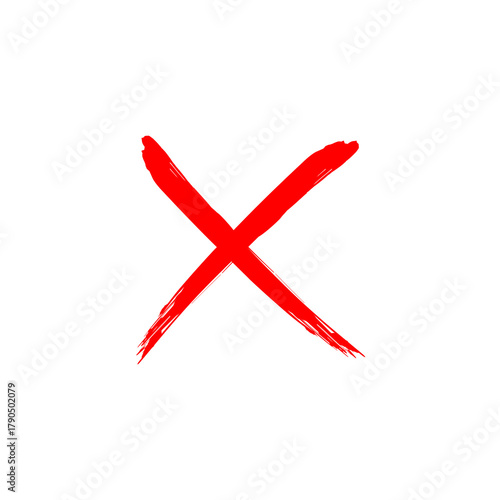 Red x mark inside a white circle isolated on transparent background