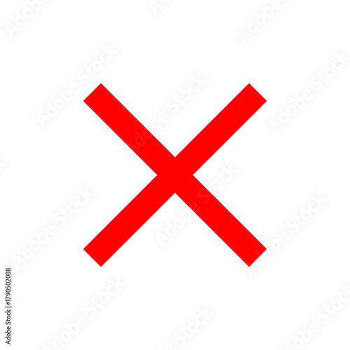 Red x mark symbol isolated on transparent background